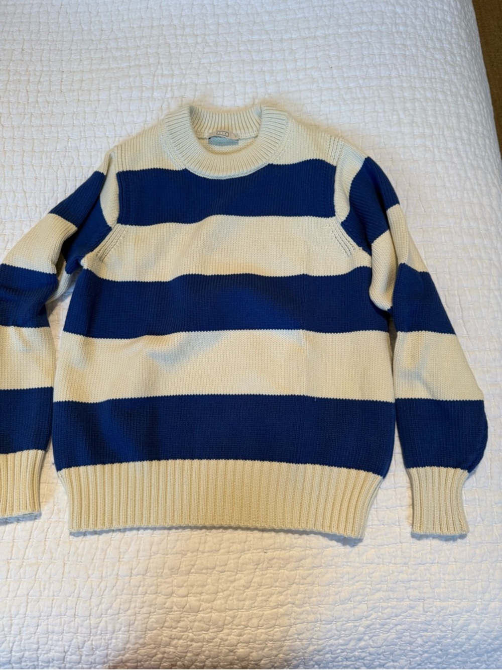 AYR The Kickback Blue and Cream Striped Crewneck Sweater - Picture 4 of 6